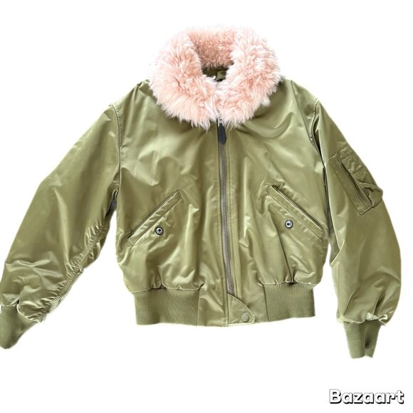 Y2K Women's Coach Utility Bomber Jacket With Lamb Shearling Trim - Picture 1 of 6